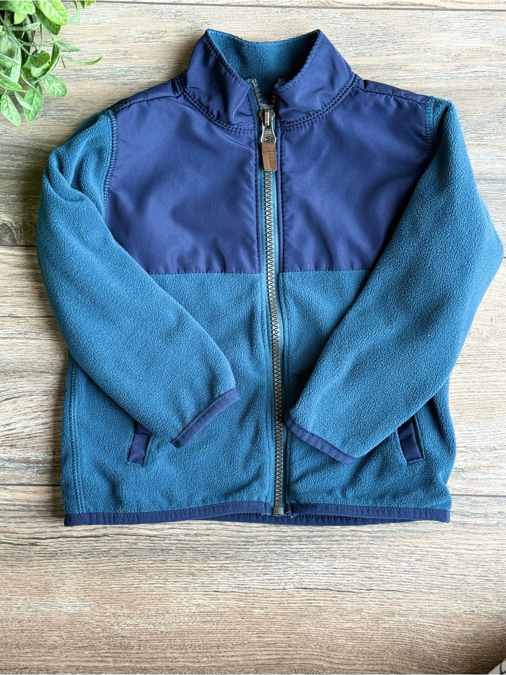 Kids Teal and Navy Fleece Zip Jacket - Lightweight Warmth